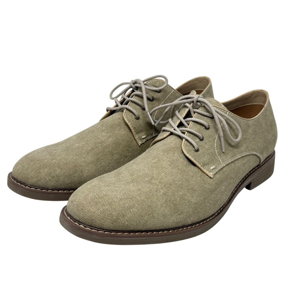 Izod Mens Image Natural Tan Beige LInen Oxford Shoes 13M Memory Foam Fabric‎